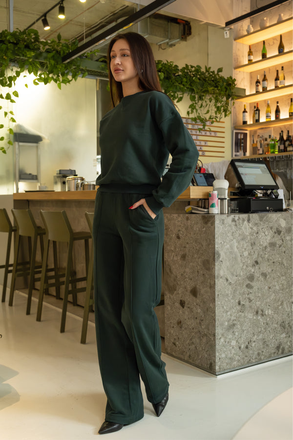 Sweatshirt and palazzo in Emerald