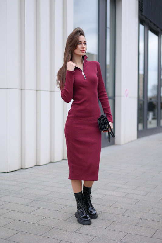 Siena Midi Dress Burgundy