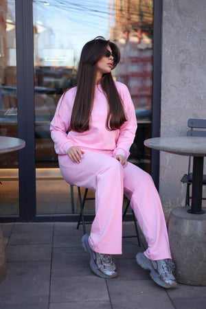 Pink Sweatshirt & Palazzo Set