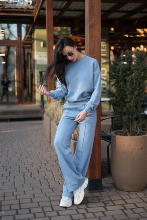 Blue Sweatshirt & Palazzo Set