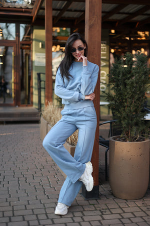 Blue Sweatshirt & Palazzo Set
