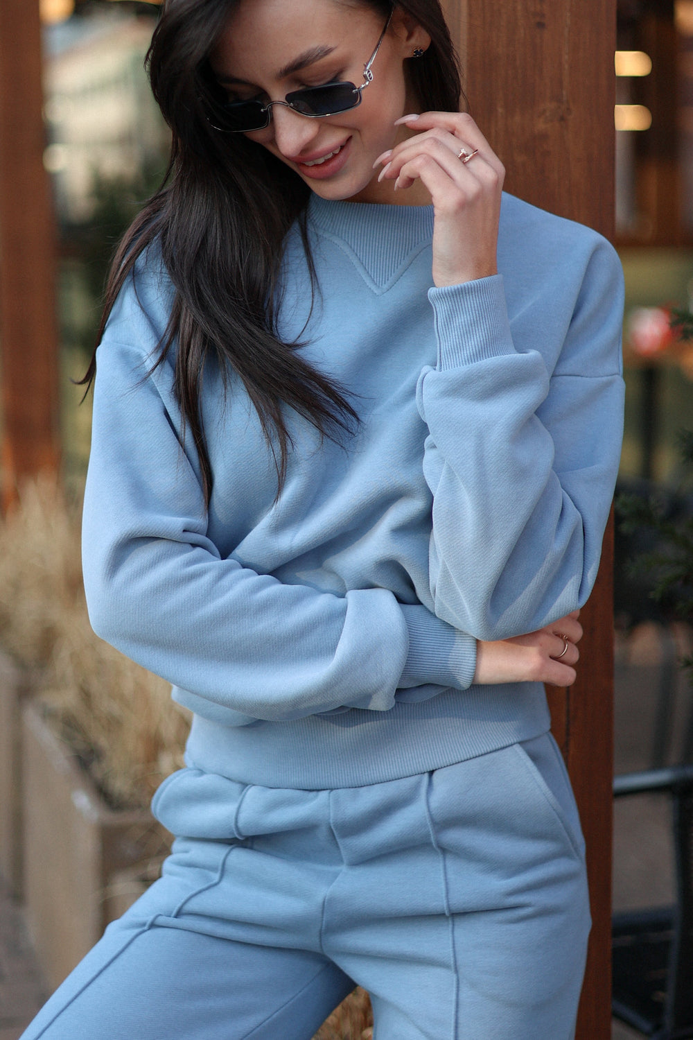 Blue Sweatshirt & Palazzo Set