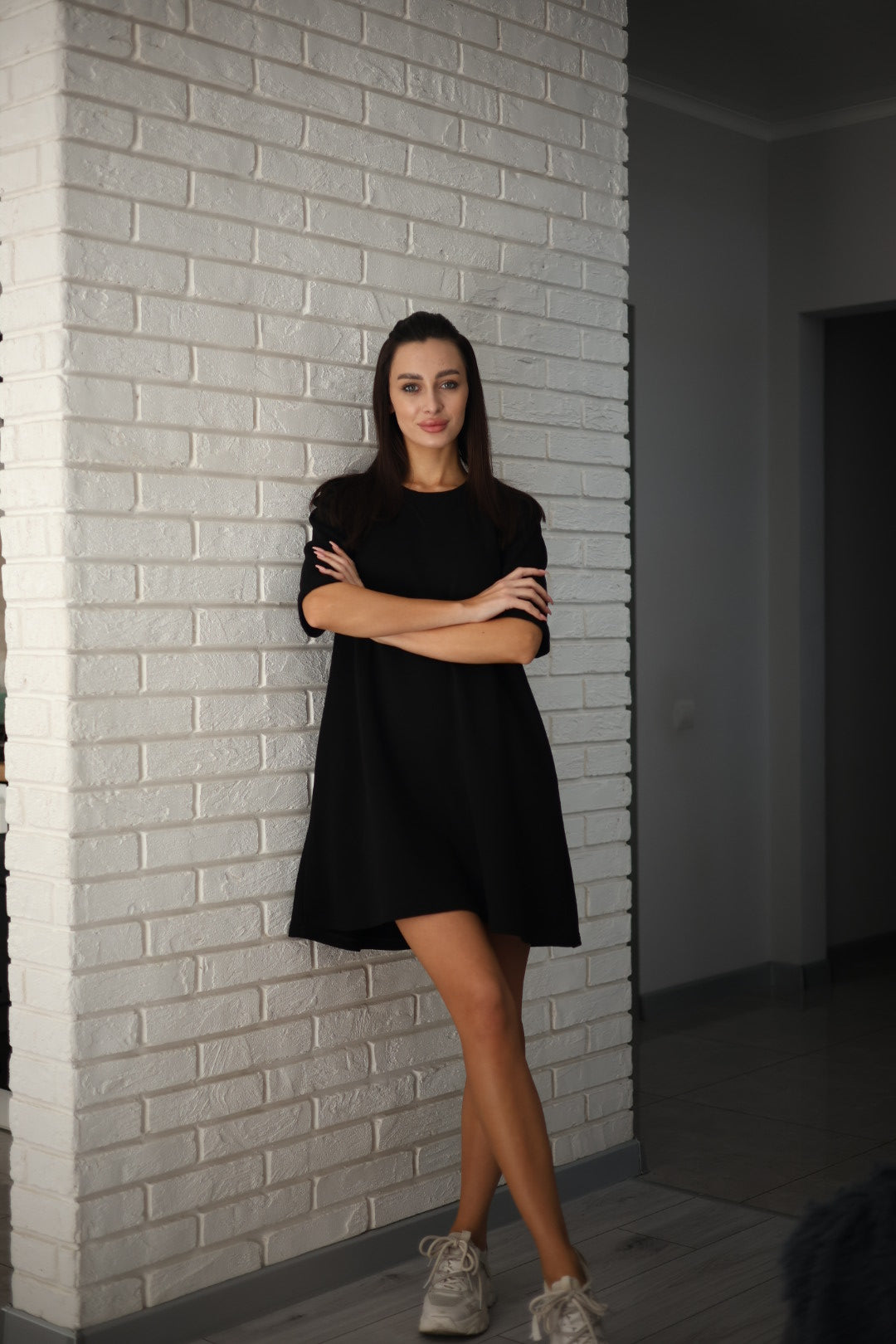Black Cotton T-Shirt Dress