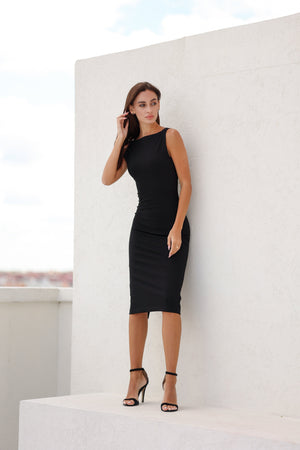 Midi cotton dress Felice (black)