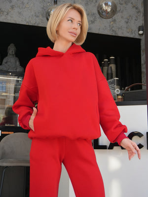 Oversized Hoodie & Jogger Set Cosmi (Red)