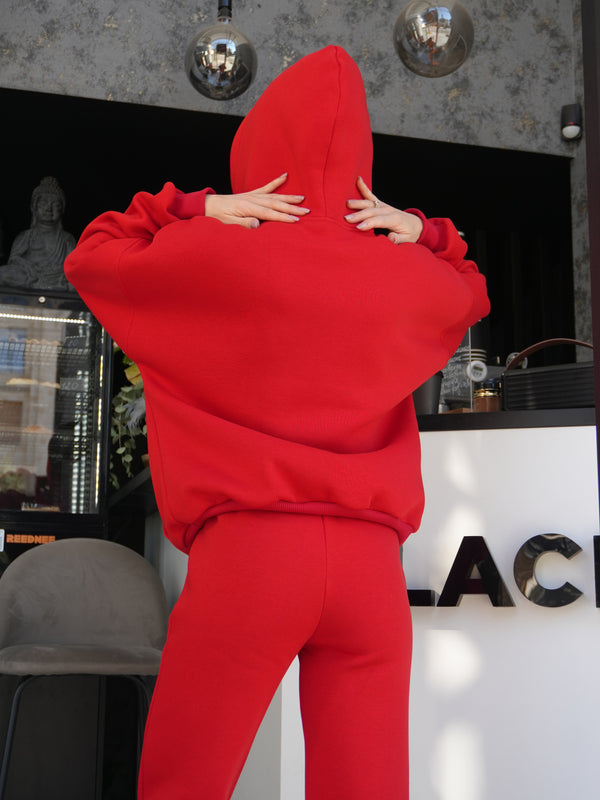 Oversized Hoodie & Jogger Set Cosmi (Red)