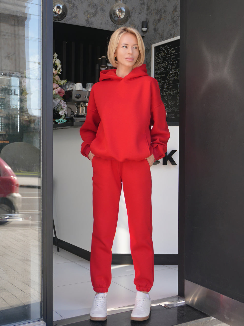 Oversized Hoodie & Jogger Set Cosmi (Red)