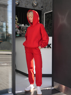 Oversized Hoodie & Jogger Set Cosmi (Red)