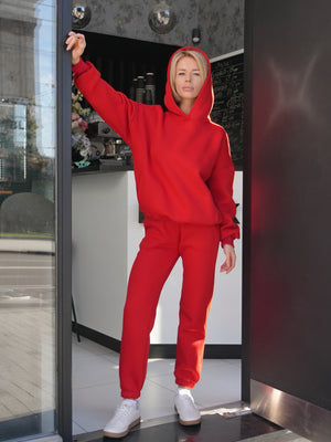 Oversized Hoodie & Jogger Set Cosmi (Red)