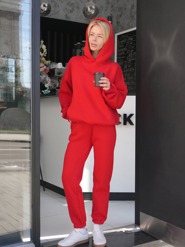 Oversized Hoodie & Jogger Set Cosmi (Red)