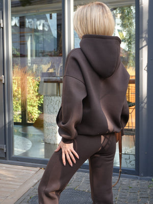Oversized Hoodie & Jogger Set Cosmi (Chocolate)
