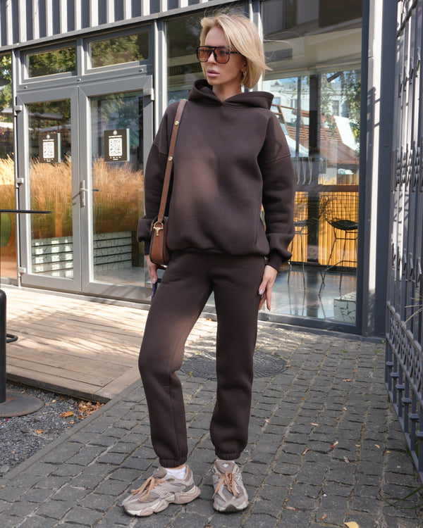 Oversized Hoodie & Jogger Set Cosmi (Chocolate)