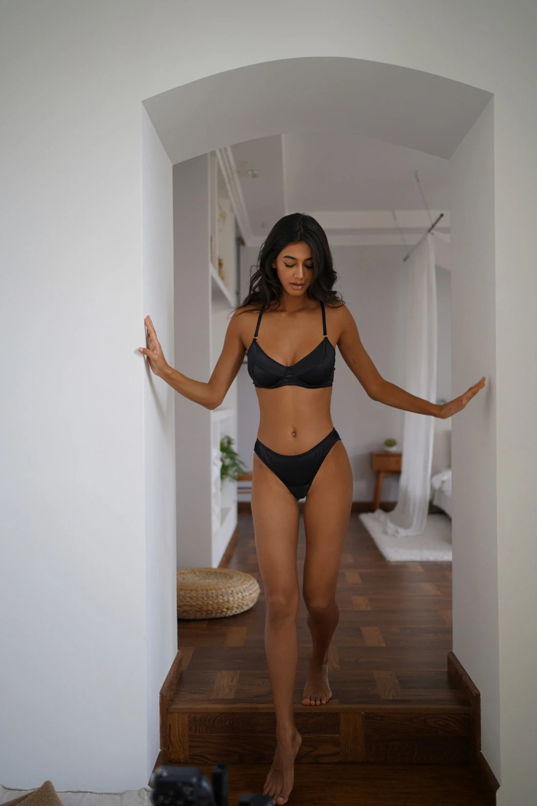 Black Silk Lingerie Set