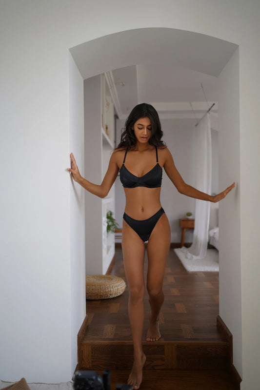 Black Silk Lingerie Set