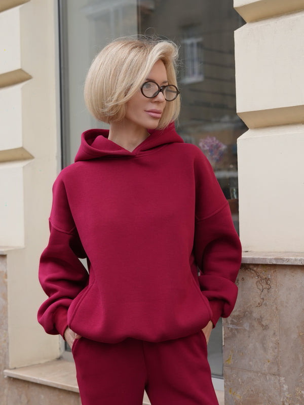 Oversized Hoodie & Jogger Set Cosmi (Bordo)