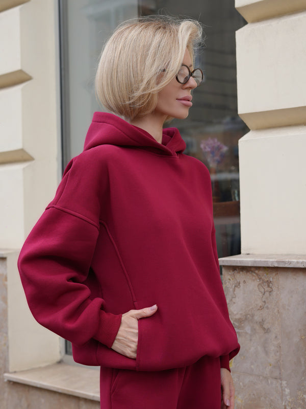 Oversized Hoodie & Jogger Set Cosmi (Bordo)