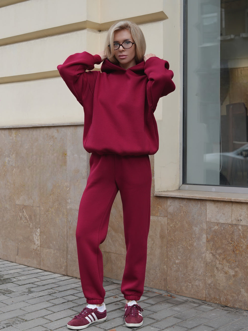 Oversized Hoodie & Jogger Set Cosmi (Bordo)