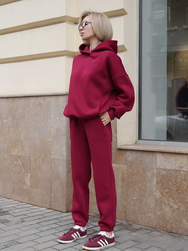 Oversized Hoodie & Jogger Set Cosmi (Bordo)