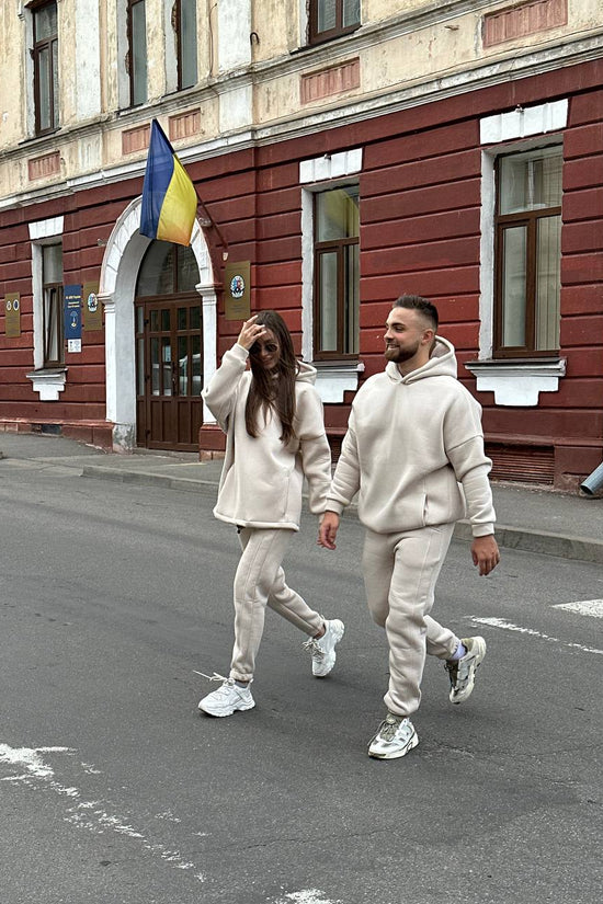 Tracksuit with Oversized Hoodie & Jogger  – Beige