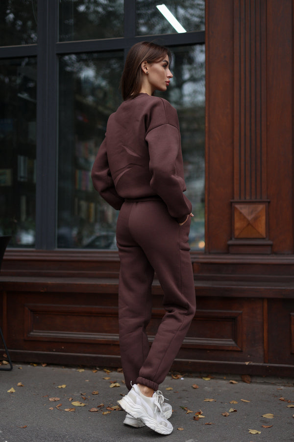 Chocolate-Toned Sweatshirt & Jogger Set