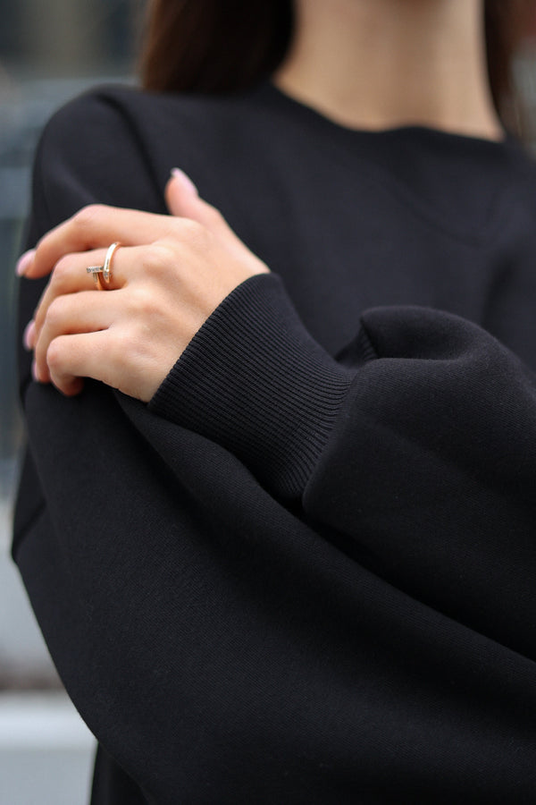 Black Sweatshirt & Jogger Set