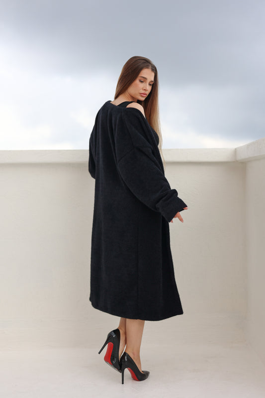 Black fluffy cardigan
