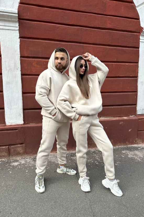 Tracksuit with Oversized Hoodie & Jogger  – Beige