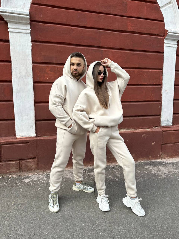 Tracksuit with Oversized Hoodie & Jogger  – Beige