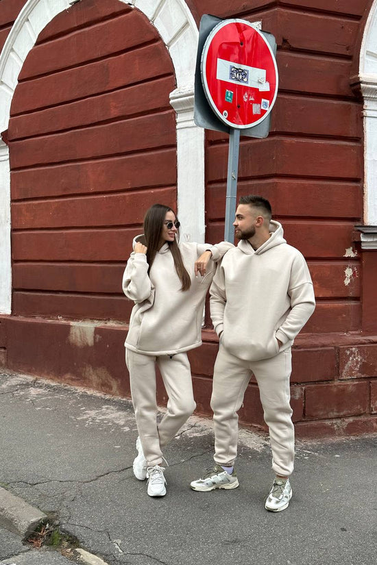 Tracksuit with Oversized Hoodie & Jogger  – Beige