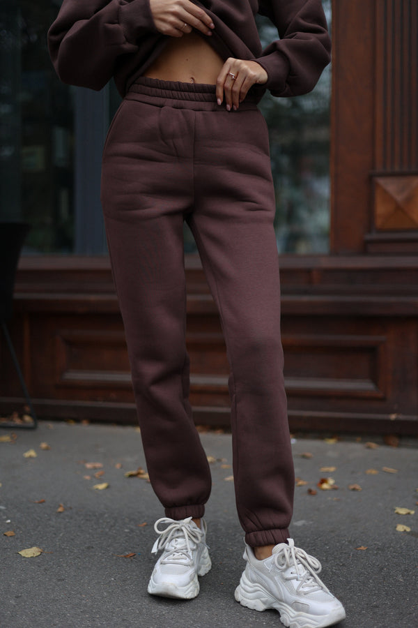Chocolate-Toned Sweatshirt & Jogger Set