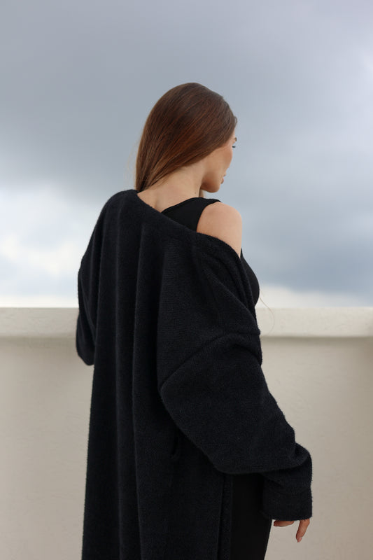 Black fluffy cardigan