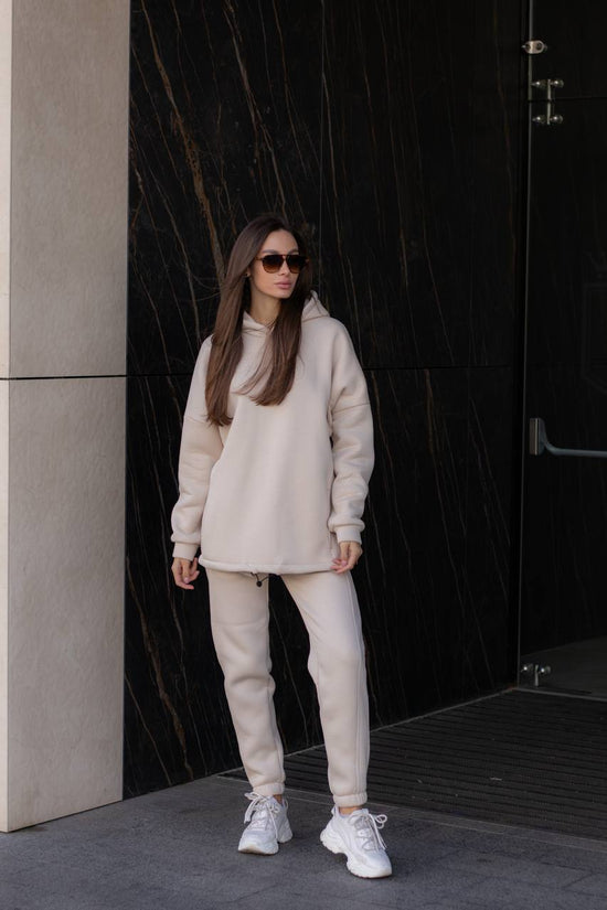 Tracksuit with Oversized Hoodie & Jogger  – Beige