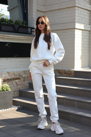 Milk-Toned Sweatshirt & Jogger Set